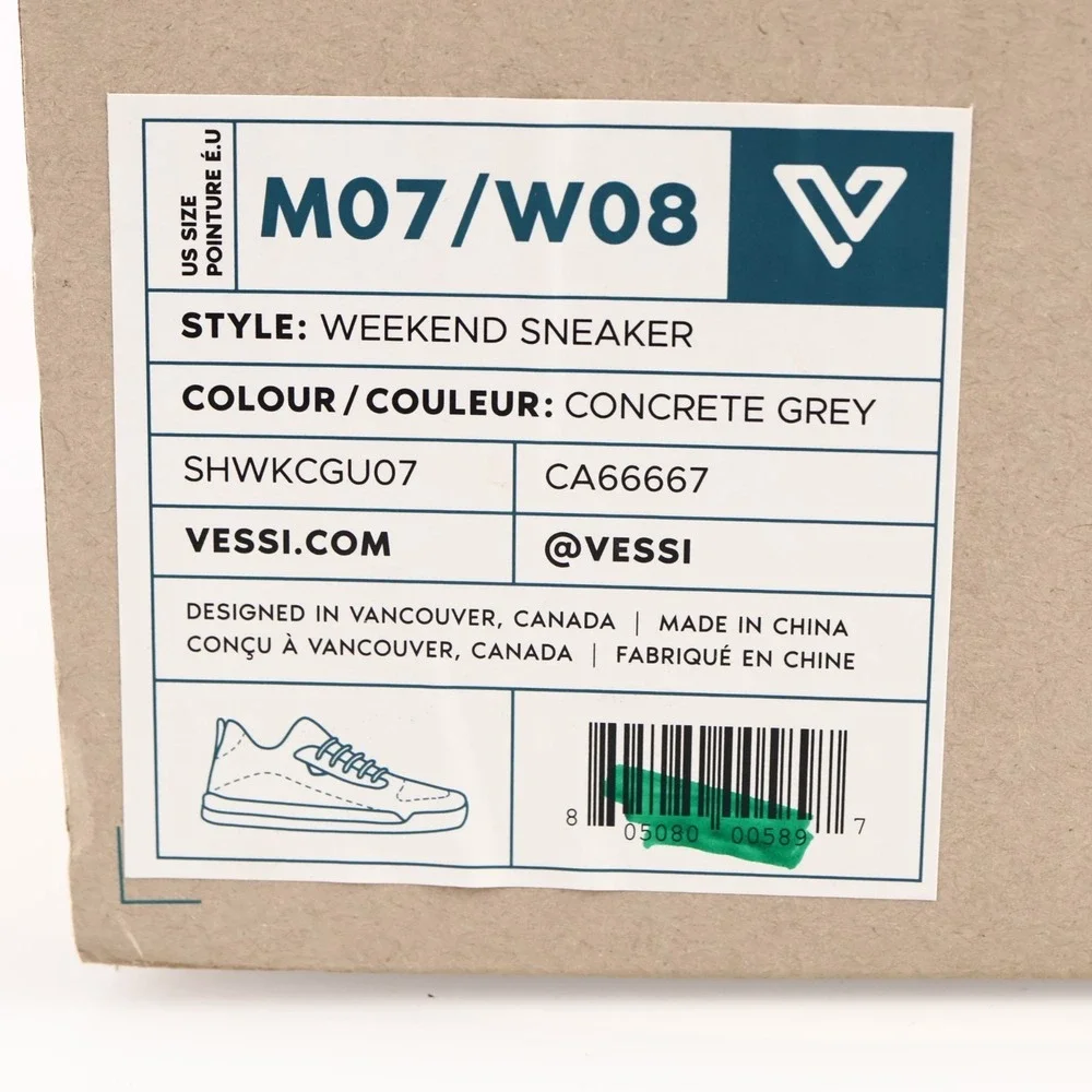 Vessi Womens Weekend Sneakers Size 8 Waterproof Gray Lace Up Comfort Shoes Low